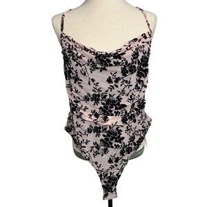 NWT SHEIN Pink and Black Lace sleeveless adjustable spaghetti straps bodysuit 3x